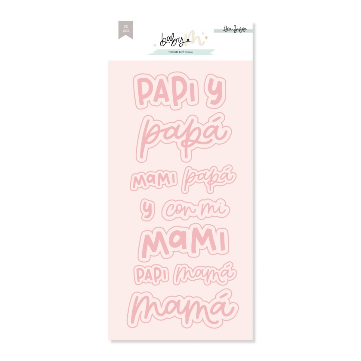 Autocolantes decorativos cor rosa palavras em espanhol PAPI Y papá MAMI papá y con mi MAMI PAPI mamá mamá
