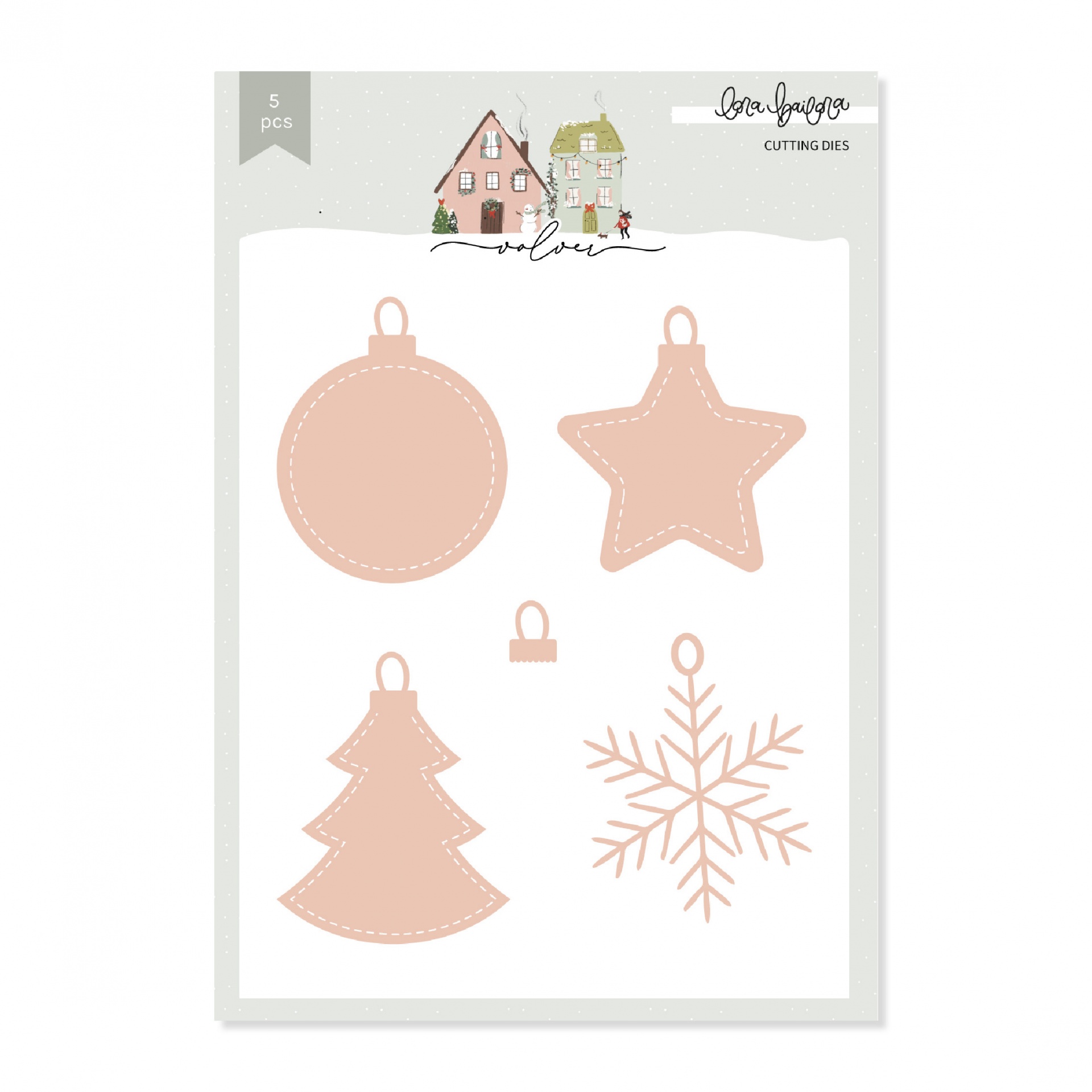 Conjunto de cortantes de papel em formas natalícias em embalagem