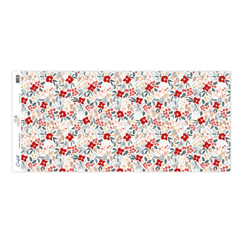 tapete retangular branco com padrão floral colorido