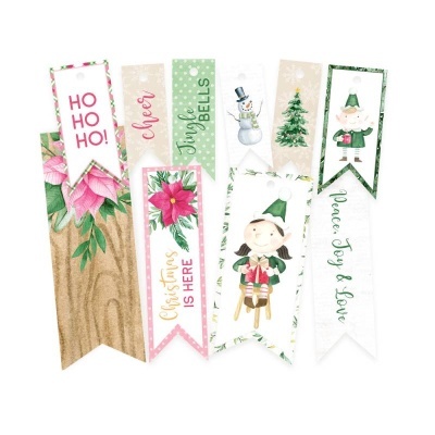 Marcadores de livros decorativos de Natal com várias ilustrações e textos coloridos