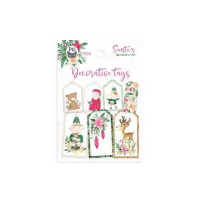Etiquetas decorativas natalícias com desenhos de animais e elementos festivos