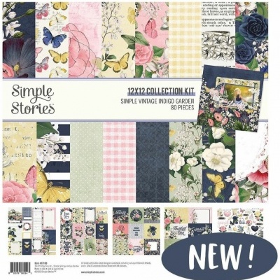 Kit de papel para colagem vintage simples com flores e borboletas em vários padrões e cores