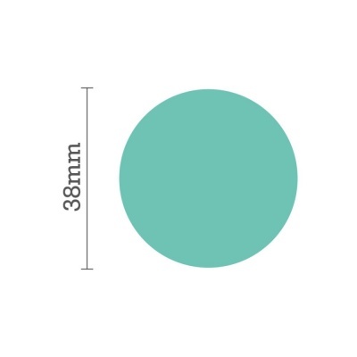 Círculo verde-azulado sólido de 38mm de diâmetro em fundo branco