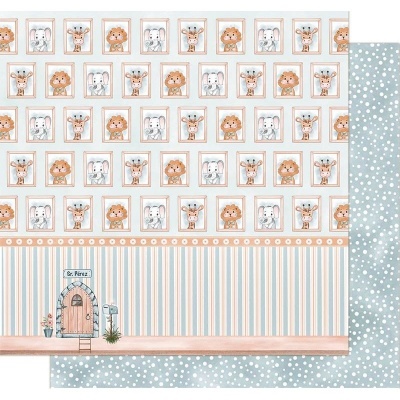 Papel de parede infantil com animais e padrões coloridos