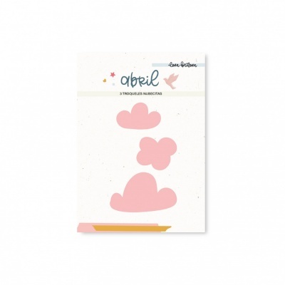 Conjunto de 3 troquelados autocolantes em rosa com formas de nuvens