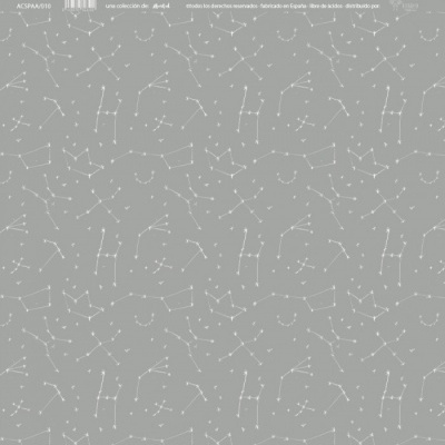 Papel de parede cinza com padrão de constelações brancas e texto no topo