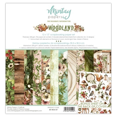 Pacote de papel para scrapbook Woodland com temas de floresta e animais