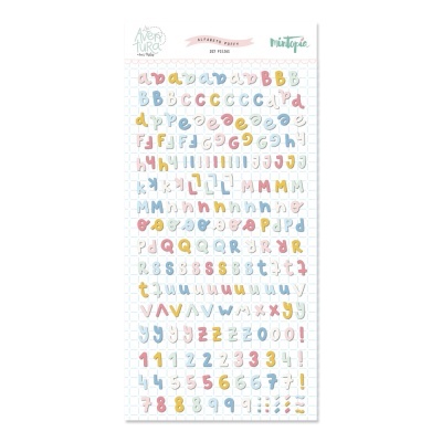 Pack de autocolantes alfabéticos e numéricos coloridos