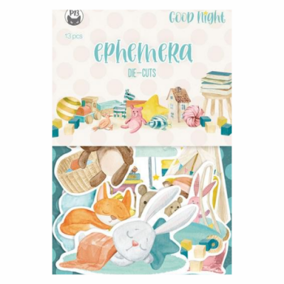 Pacote de ephemera die-cuts com ilustrações de animais e objetos em tons pastel