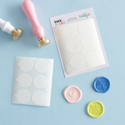 Autocolantes circulares transparentes para lacres com selos coloridos e carimbos de lacre
