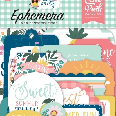 Conjunto Ephemera de cartão com temas de verão e praia da Echo Park Paper Co
