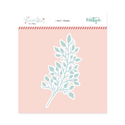 Recorte de papel formato ramo com folhas azul claro em embalagem