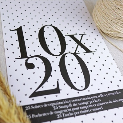 Pacote 10x20 com 25 sleeves para selos e troqueles com padrão de corações
