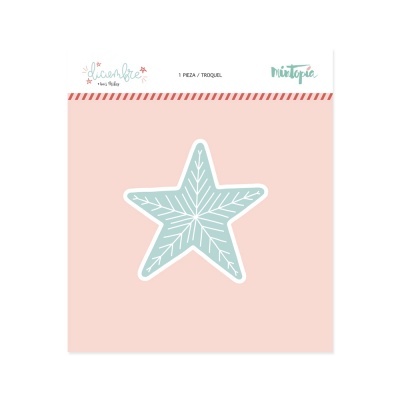 Peça decorativa azul em forma de estrela com padrão branco