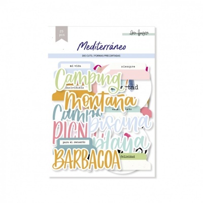 Formas pré-cortadas coloridas com palavras em espanhol para scrapbooking, pacote com 25 peças