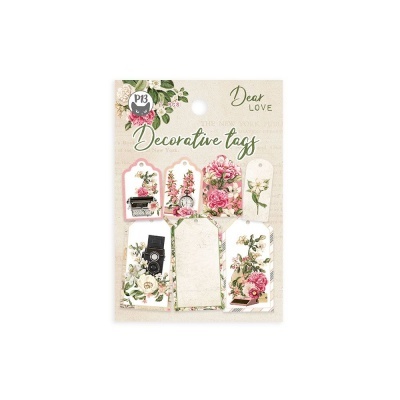 Cartela de etiquetas decorativas em papel com motivos florais e vintage