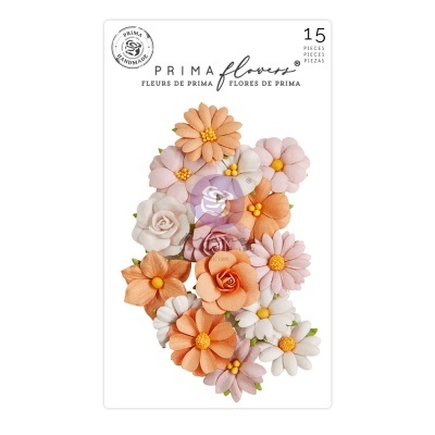 Cartão com 15 flores artesanais em tons pastel da marca Prima flowers