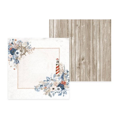 Papel decorativo com tema marítimo e padrão de madeira