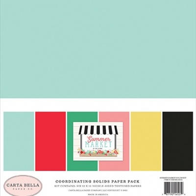 Pacote de papéis coloridos sólidos coordenados da Carta Bella com tema Summer Market