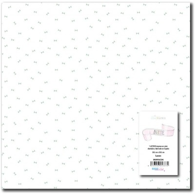 Lençol branco com padrão de pequenos laços verdes