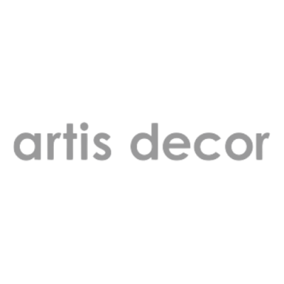 Logótipo com o texto artis decor em cinzento