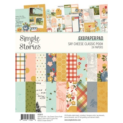 Bloco de papel para scrapbooking Simple Stories com padrões florais, xadrez e abelhas