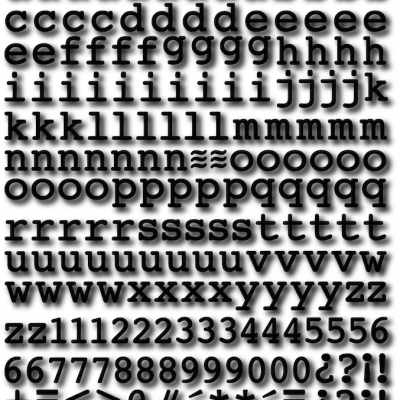 Caracteres pretos estilo máquina de escrever em fundo branco