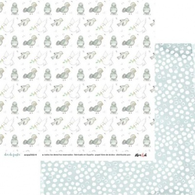 Folha dupla face de papel para scrapbook com padrão de pássaros e bolinhas