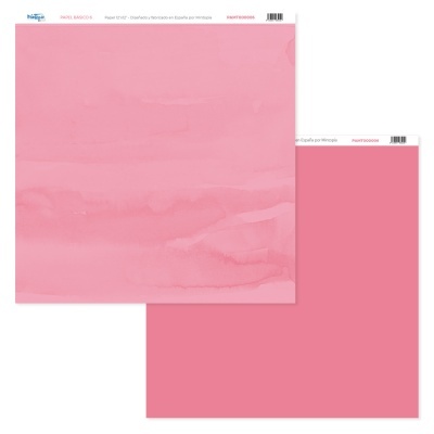 Folha de papel dupla-face rosa com efeito aguarela e lado liso