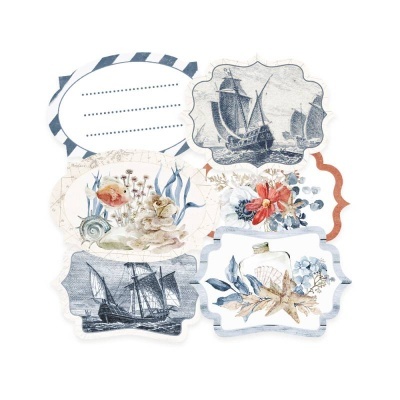 Conjunto de etiquetas decorativas com temas náuticos e marinhos