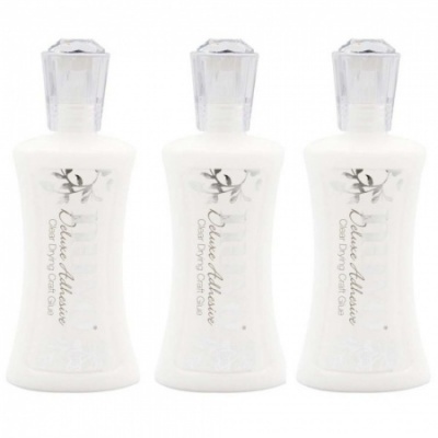 Três frascos de cola para artesanato Deluxe Adhesive com tampa transparente