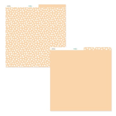 Papéis decorativos quadrados com padrão de estrelas e cor de pêssego