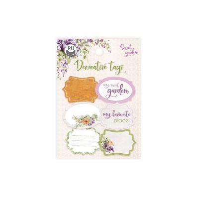 Conjunto de etiquetas decorativas florais variadas com textos em inglês