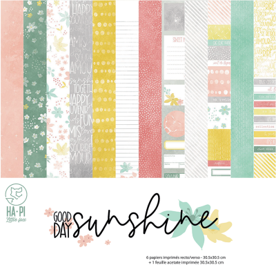 Folhas de papel decorativo com padrões florais e textos para scrapbooking