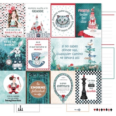 Cartões ilustrados coloridos com frases em espanhol e desenhos variados como coelho, castelo, gato e personagens