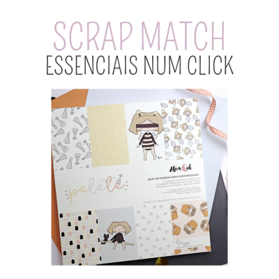 Folha de papel decorativo para scrapbooking com personagens e padrões