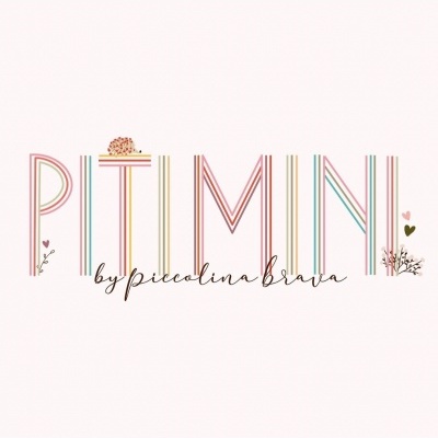 Logótipo colorido PITIMINI com texto cursivo by piccolina brava