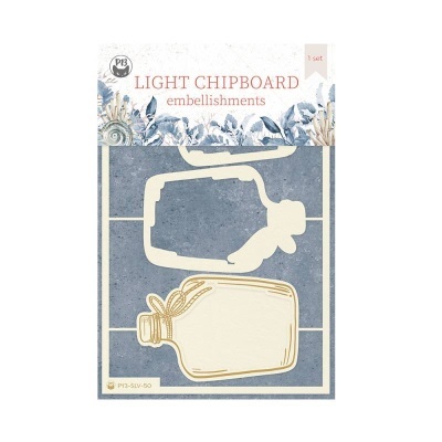 Enfeites LIGHT CHIPBOARD de chipboard em forma de frasco e desenho abstrato em pacote