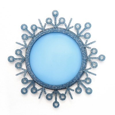 Espelho redondo com moldura azul texturizada e design circular