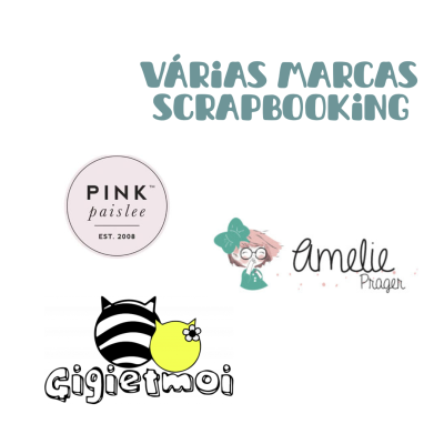 Logótipos de várias marcas de scrapbooking com texto explicativo