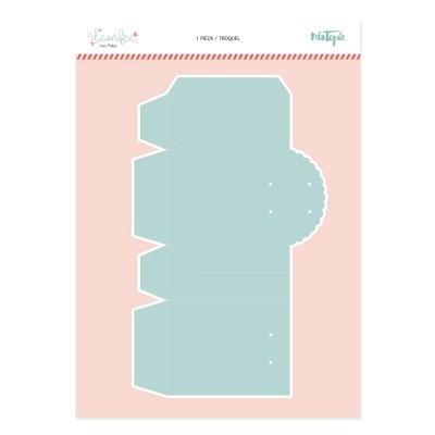 Molde de corte para papel azul com várias abas em fundo rosa