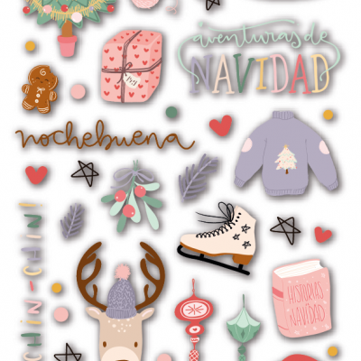 adesivos natalícios coloridos com temas e textos de Natal