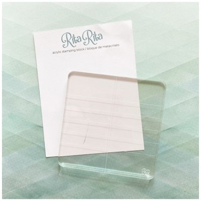 Bloco de metacrilato transparente para carimbos com embalagem branca