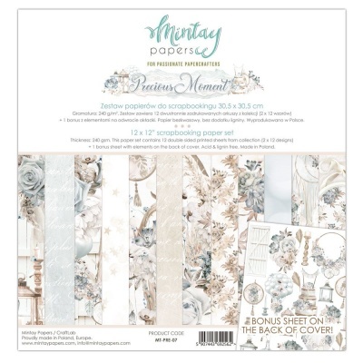 Conjunto de papéis para scrapbooking Mintay Papers com desenhos florais e vintage tons pastel