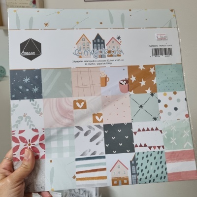 Bloco de papéis estampados coloridos variados com várias imagens e padrões