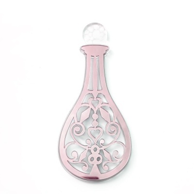 Frasco decorativo metálico rosa com tampa transparente esférica