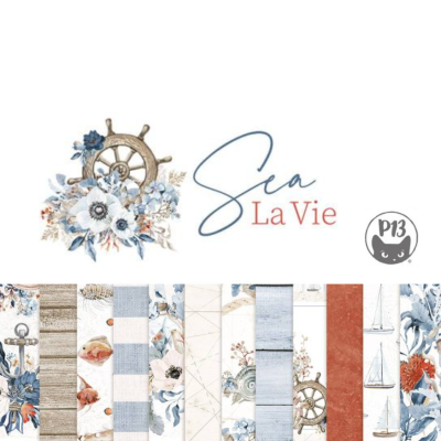 Padrões decorativos náuticos com leme, flores, peixes, madeira e velas