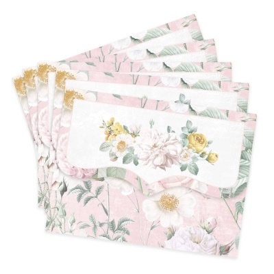 Conjunto de quatro toalhas florais rosa e branco