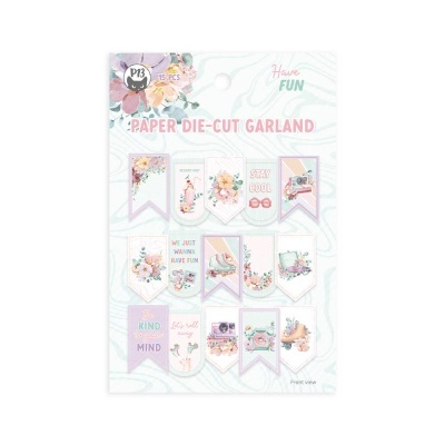 Conjunto de recortes de papel para guirlanda com desenhos e textos em tons pastel