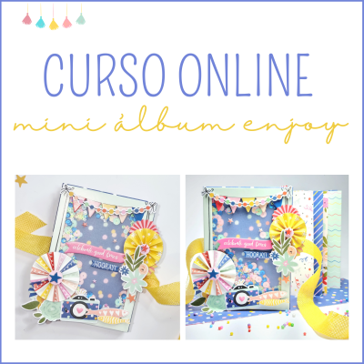 Curso online mini álbum enjoy com fotos de mini álbum decorado colorido
